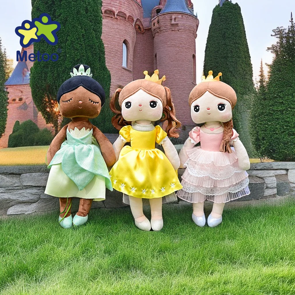 Boneka Metoo Angela 38cm asli boneka rok cantik mainan lucu putri dongeng manis merah muda hadiah liburan ulang tahun untuk anak-anak