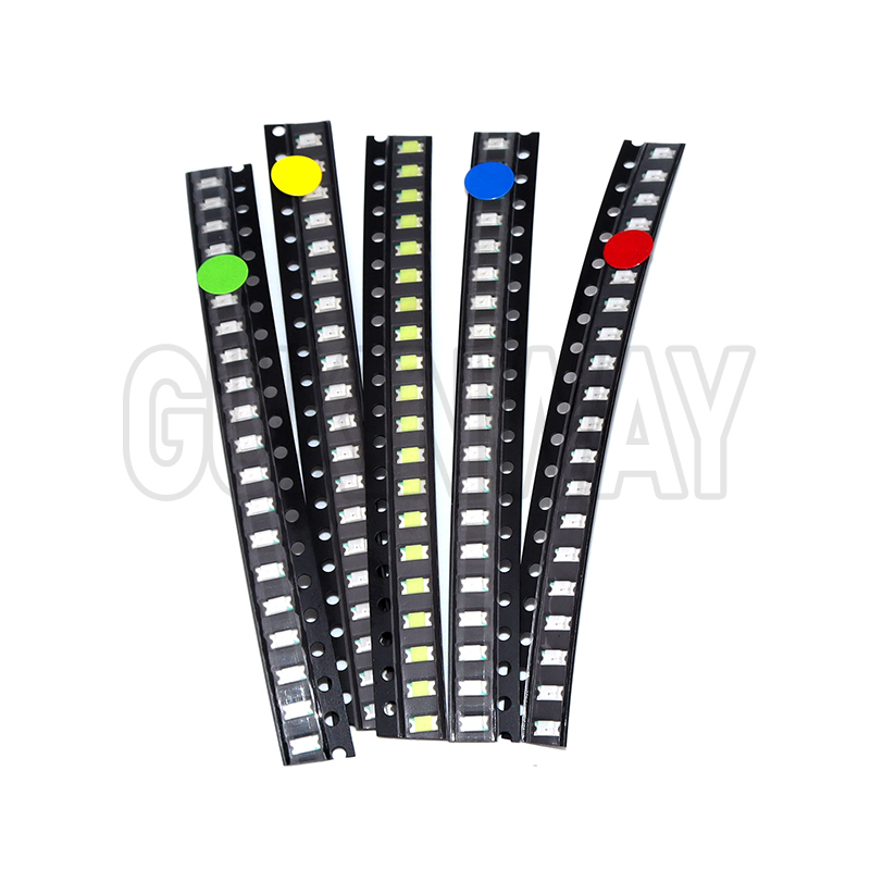 100 Uds 0603 0805 1206 1210/3528 5730 SMD Kit de diodos emisores de luz LED 5 colores LED en miniatura rojo blanco amarillo verde azul