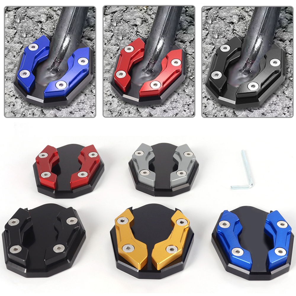 Aluminum Motorcycle Side Stand Pad Universal Enlarger Foot Extension Kickstand Support Plate for Motorbike Modification