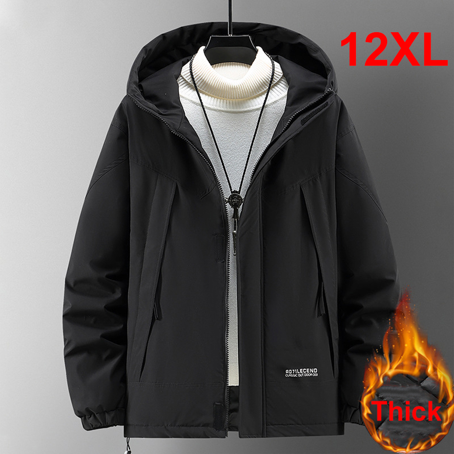 Parkas impermeables para hombre, chaquetas cortavientos gruesas de invierno, abrigos de talla grande 10XL 12XL, Parkas con capucha informales a la moda para hombre, talla grande 12XL