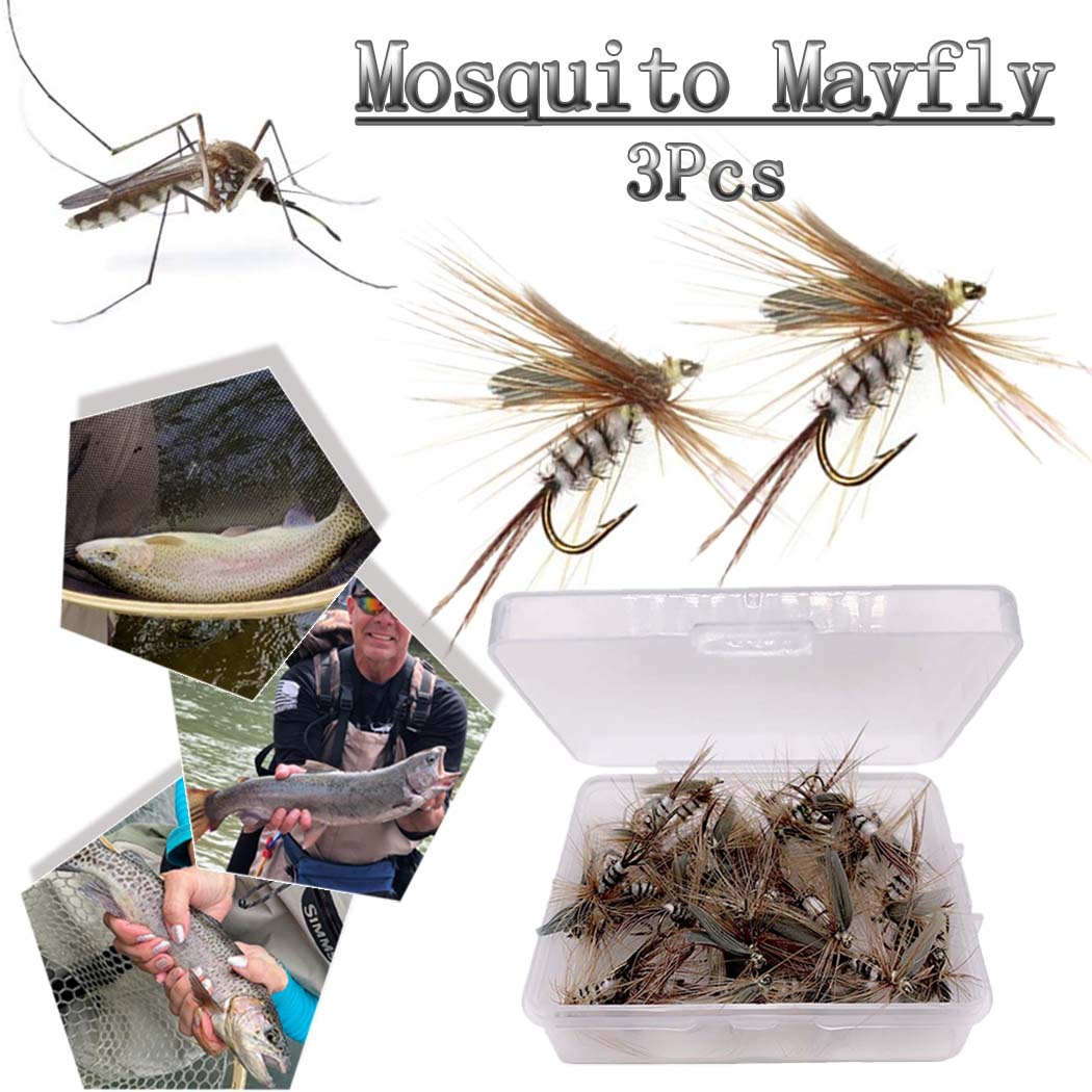 3 uds moscas húmedas para pesca de trucha moscas insecto Artificial gancho cebo Mosquito pesca con mosca señuelos de trucha