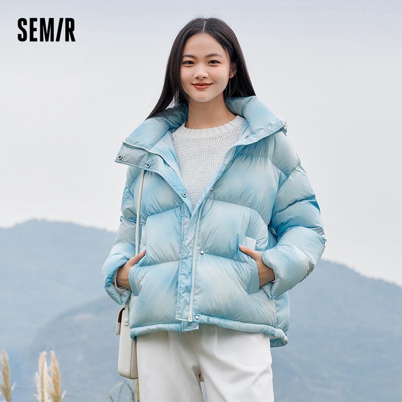 Semir ダウンジャケット女性ハロー染めオールオーバーフード付きパンコートトレンディな冬甘いクールオーバーサイズジャケット