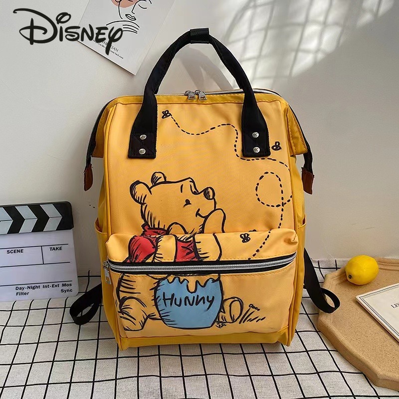 Disney-Sac à langer ours ourson pour bébé, sac à dos, sac à langer pour bébé dessin animé, multifonctionnel, grande capacité, marque de luxe, nouvelle mode