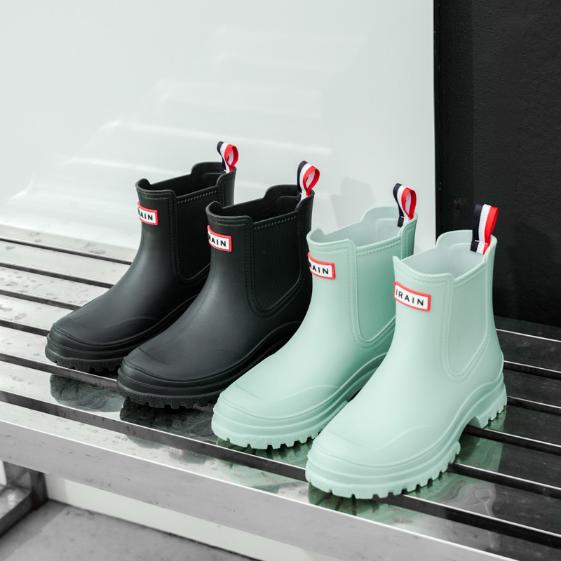 1 paar korte regenlaarzen voor dames, PVC antislip waterschoenen, waterdichte buitenschoenen, modieuze waterlaarzen voor dames