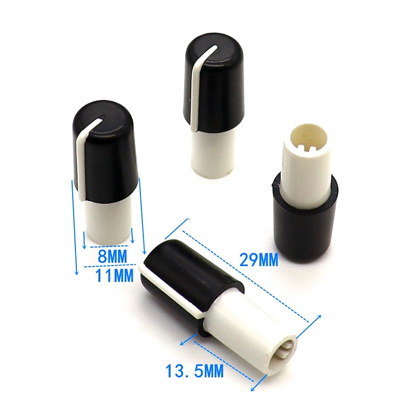 2 Stück 11 × 29 mm Kunststoff-Potentiometer Drehgeber Lautstärkeschalter Knopf D-Achse 6 mm Halbwellenknopf