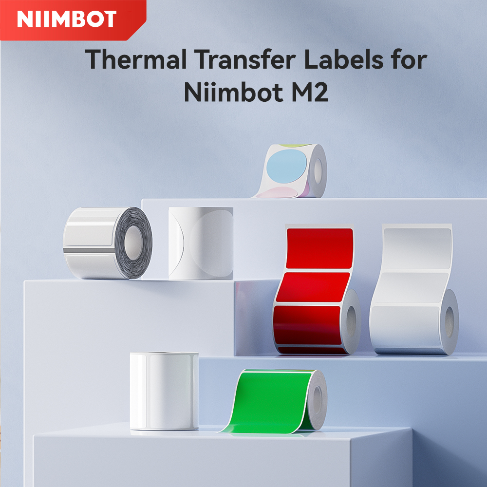 Термотрансферные этикетки для принтера Niimbot M2/M3, термотрансферная лента для домашнего офиса, ширина 20-50 мм, этикетка, бумажная наклейка