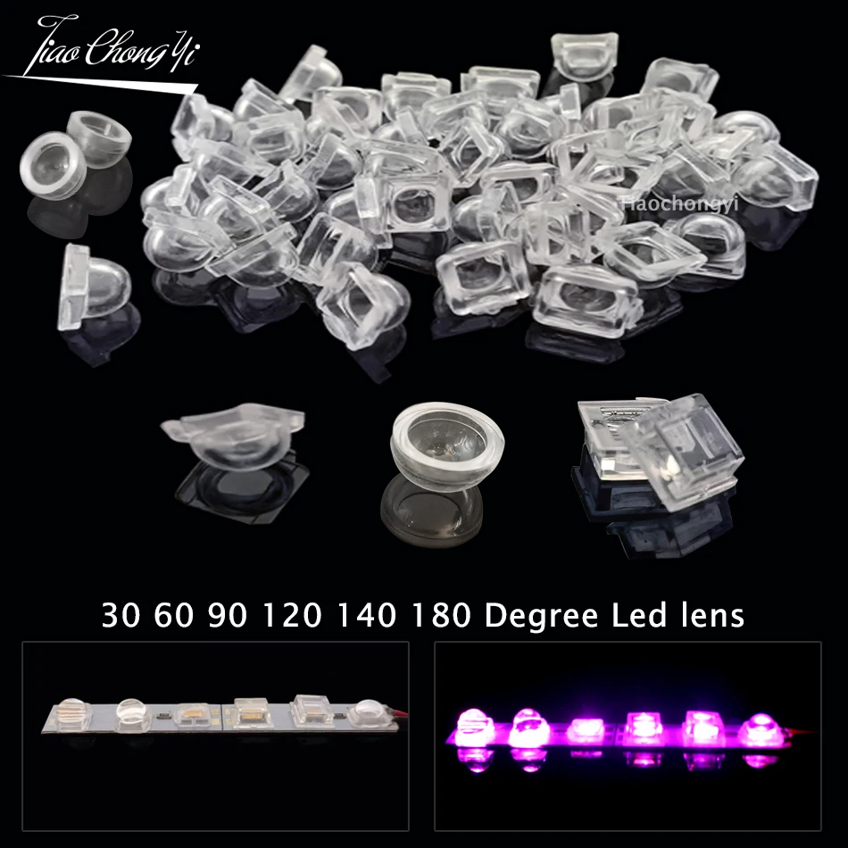 100 Uds 5050 lente LED 30 60 90 120 140 180 grados lente óptica convexa para 5050 SMD WS2812 WS2811 SK6812 RGB luz LED agitadora