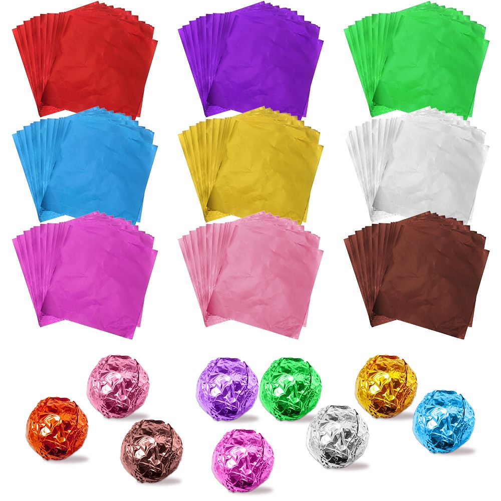 100 Stück goldene Farbe Aluminium folie Zinn Geschenk papier Metall prägung Süßigkeiten Schokoladen papier Hochzeits feier liefert