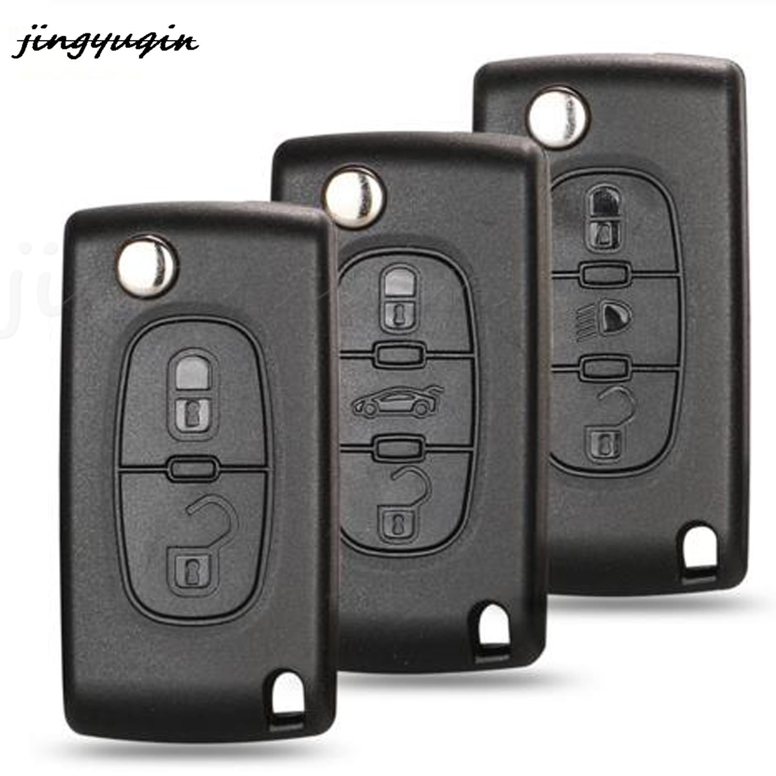 Jingyuqin 2/3 Bottoni Flip Pieghevole Chiave A Distanza Dell'automobile Borsette Per peugeot 107 206 307 407 408 Per Citroen C2 C3 C4 C5 C6 CE0523/0536