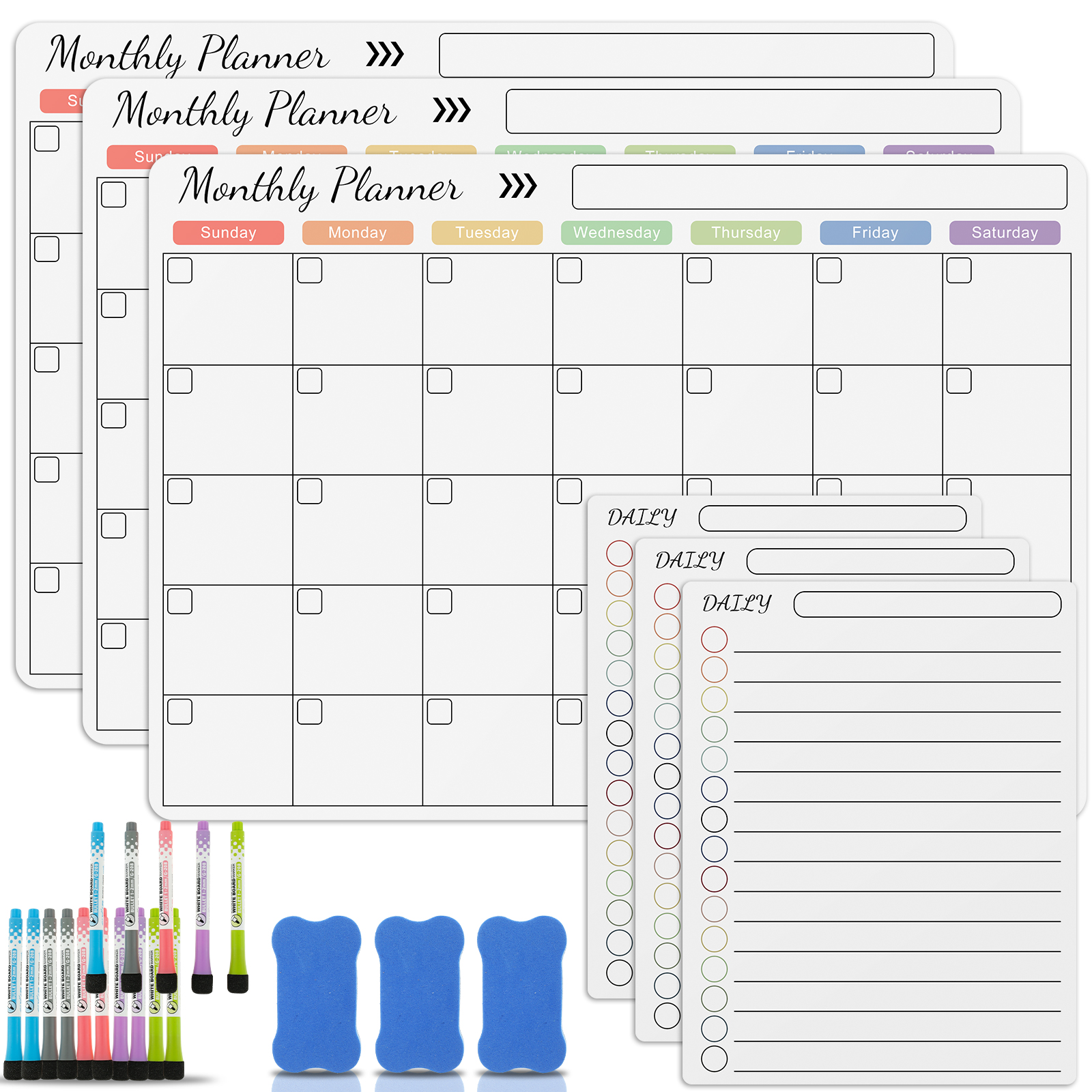 Calendrier magnétique effaçable à sec, planificateur transparent pour réfrigérateur, tableau de planification mensuel réutilisable, tableau blanc, organisateur de cuisine idéal pour la maison