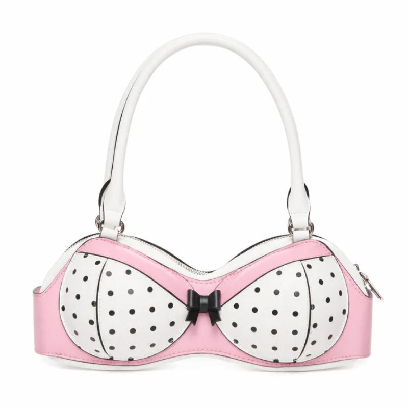 Borsa a Pois Y2K da Donna, Borsa a Tracolla Rosa Unica e Originale con Fiocco, Stile Harajuku Streetwear, Divertente per Feste