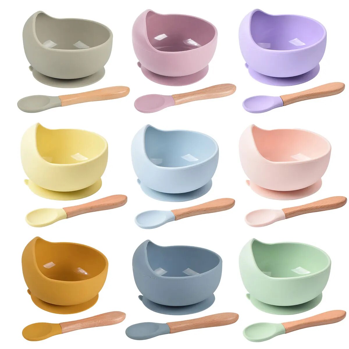 Silicone bebê alimentação tigela talheres para crianças, crianças pratos prato, criança formação colher, utensílios de cozinha, coisas do bebê, 2pcs