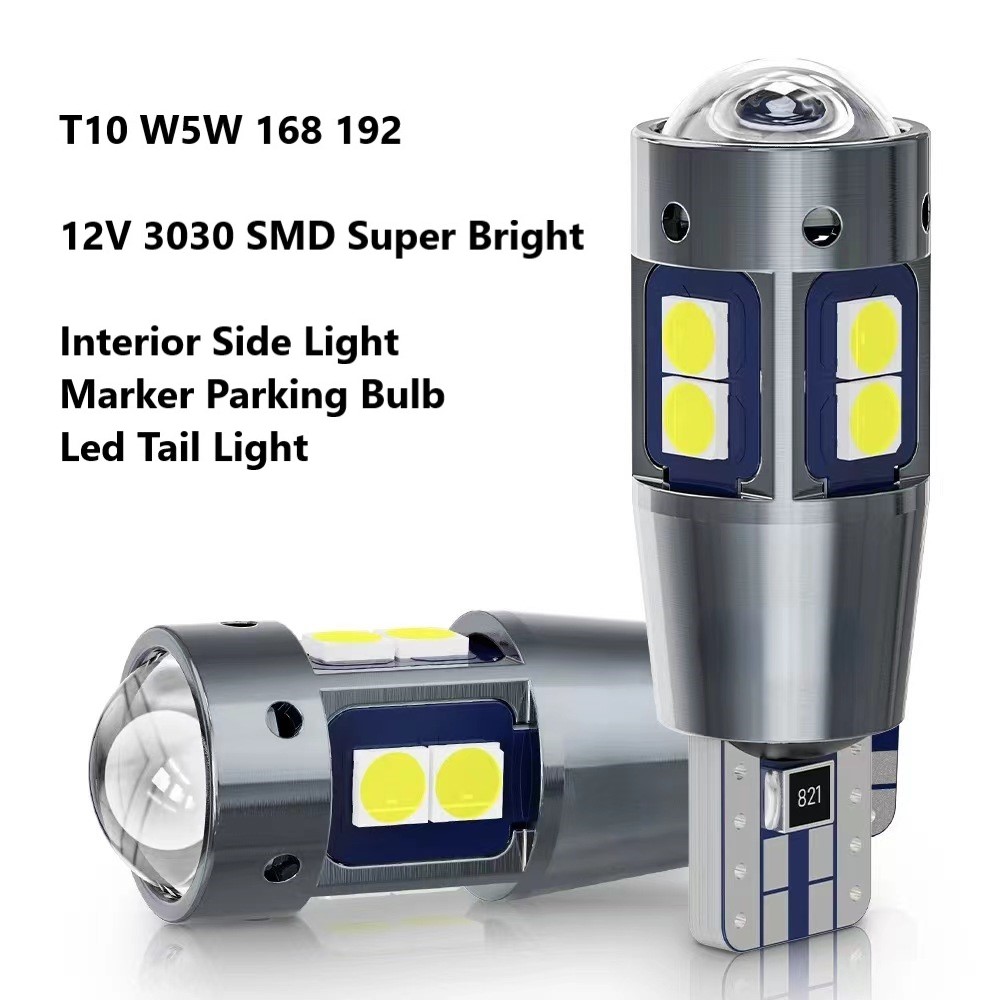 4ชิ้นไฟด้านข้างภายในรถ T10 W5W ไฟท้าย LED 192 3030 10SMD 12V โคมไฟอัตโนมัติ CANbus ไม่มีข้อผิดพลาดหลอดไฟท้ายรถเครื่องหมายรถ