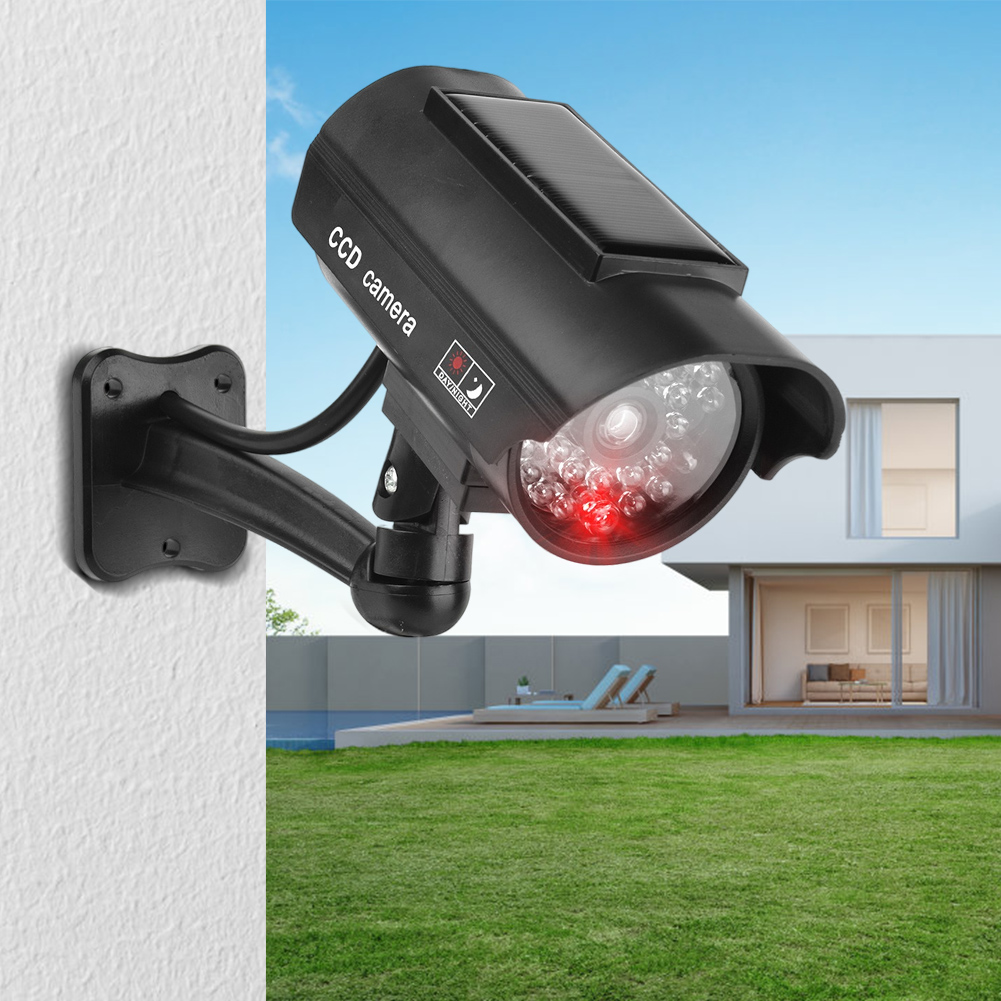 Cámara de CCTV Falsa Resistente a la Intemperie con Luz LED Roja Intermitente, Cámara de Imitación para Disuadir Robos en Interiores y Exteriores