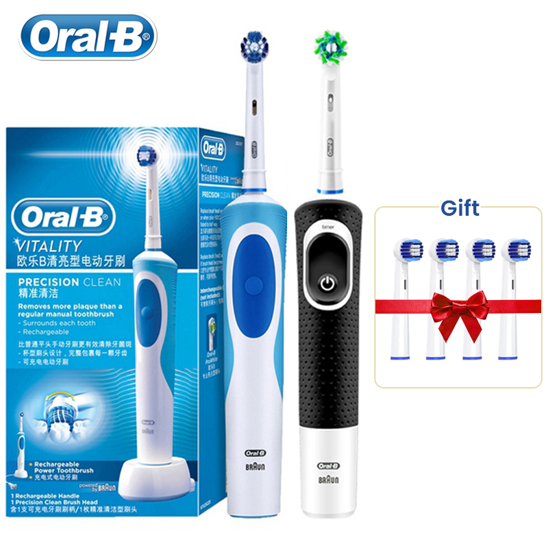 Электрическая зубная щетка Oral-B, вращение, вибрация, чистка, 3D белый зуб, электрическая зубная щетка для взрослых, перезаряжаемые сменные насадки для щетки
