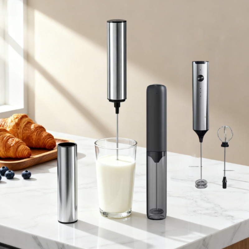   Elektryczny spieniacz do mleka, 3 prędkości, akumulatorowy blender do kawy, z pokrywką do przechowywania, do napojów mlecznych, kawy, narzędzie do gotowania.