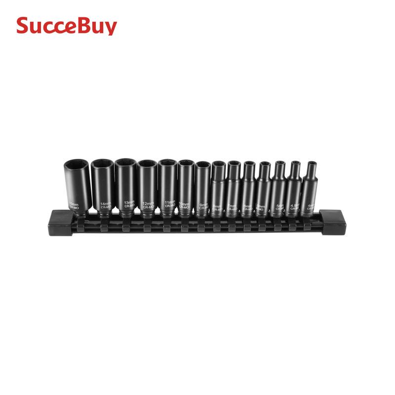 SucceBuy DriveImpact Set di bussole Cr-Mo Lega di acciaio Riparazione automatica Marcatura di dimensioni facile da leggere Robusto organizzatore di prese per costruzioni