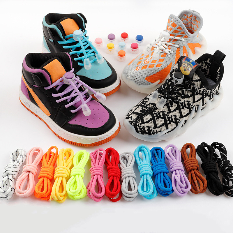 Elastic Round Lock Shoe Laces No Tie Shoelace Children's Sneakers Shoelaces Without Ties Kids Adult Laces for Shoes Shoestrings