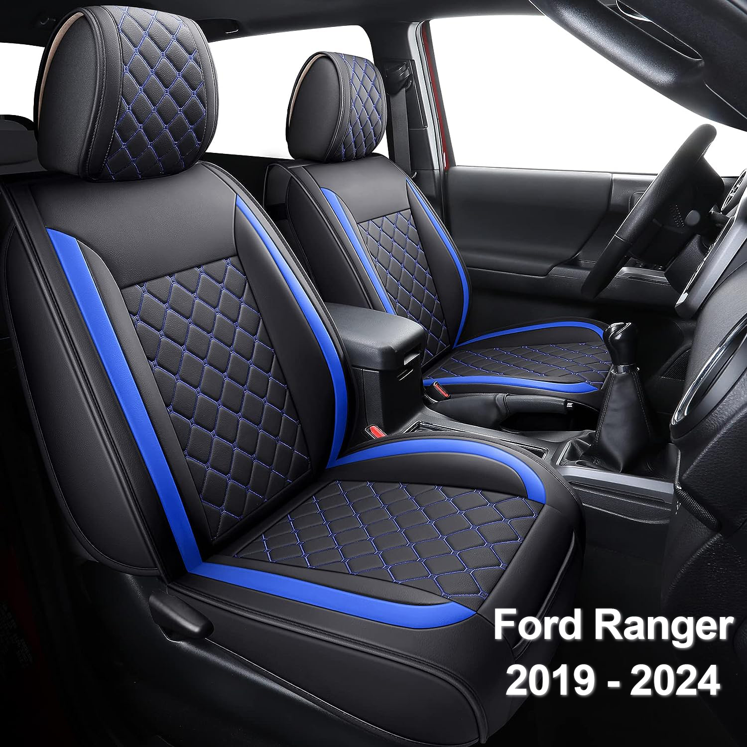 Pokrowce na siedzenia Pełny zestaw Trwała wodoodporna skóra do pickupa Pasuje do Ford Ranger 2019-2024