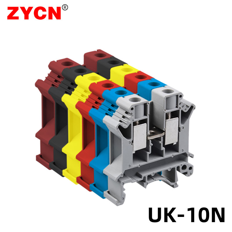 5/10Pcs UK 10N Din Rail Terminal Block Wire Electrical Conductor Universal Connector Screw Connection Strip Cable Plug Color