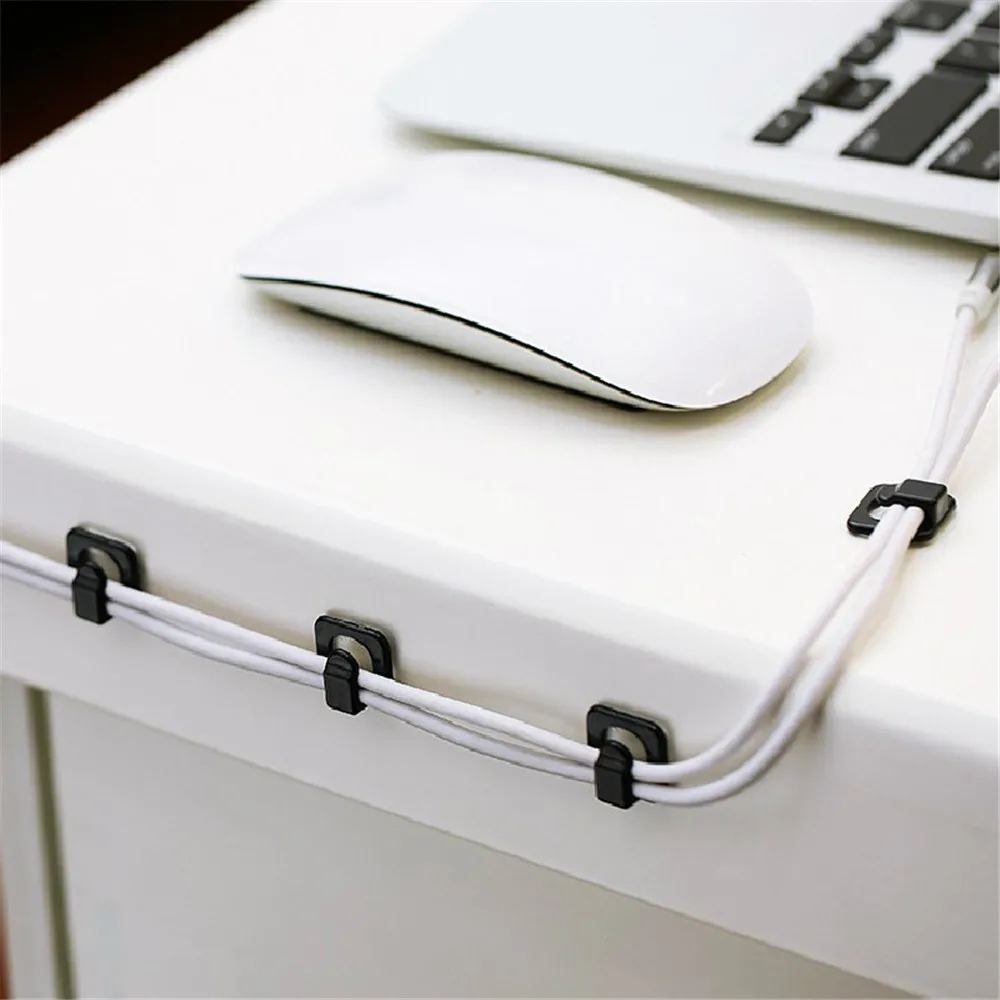 Auto-adesivo Cabo Holder Clip, USB Organizer, Mesa Titular Cabo, Cord Winder, Clips Fio, Acessórios de escritório, 18PCs