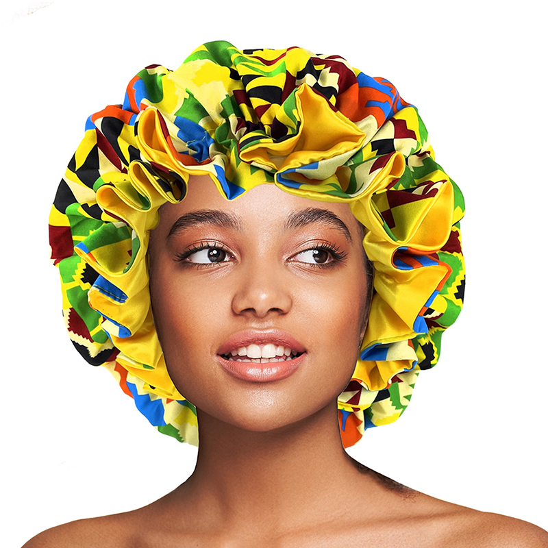 Touca de dormir extra grande com estampa africana Ankara touca forrada de cetim touca turbante touca de sono noturno Chemo