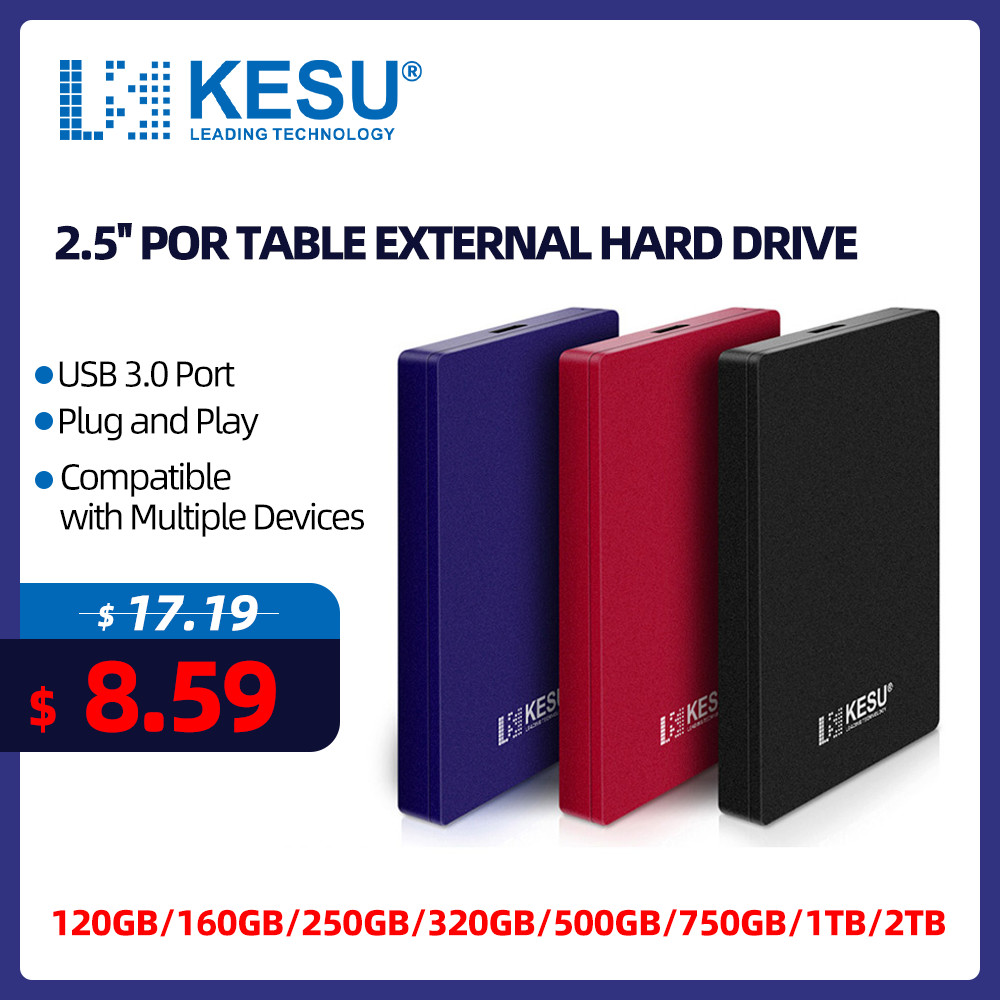 KESU HDD Портативный внешний жесткий диск 2 ТБ/1 ТБ/500 ГБ/750 ГБ 2,5 "дисковая память USB-накопитель для ПК, планшетов, ноутбуков, настольных компьютеров hdd внешний