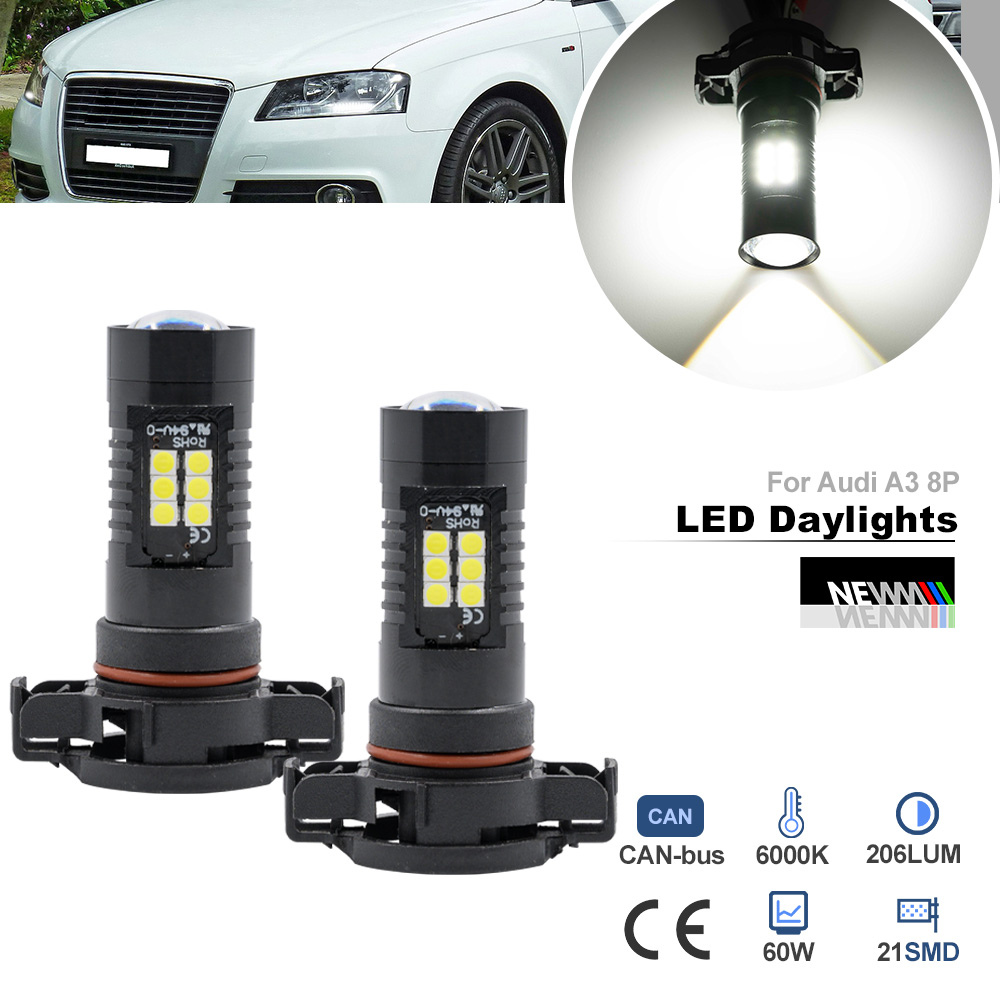 Per Audi A3 8P 2008 2009 2010 2011 2012 5202 PS19W PS24W H16 LED Daytime Running Lampadine Canbus DRL Auto Faro Luci diurne