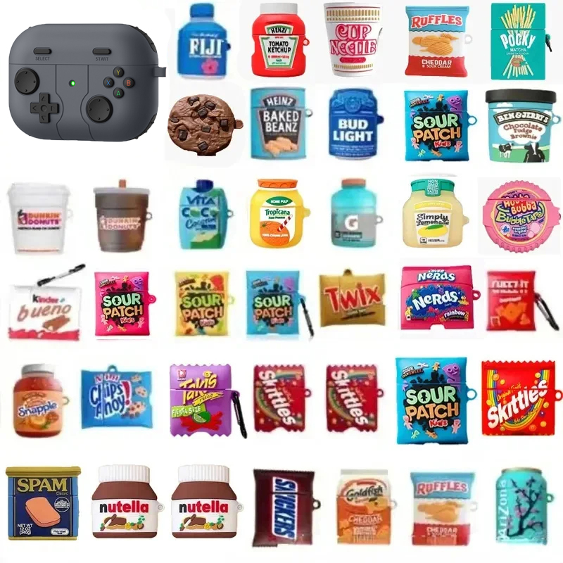 Funda creativa para auriculares con dibujos animados en 3D para Airpods Pro 2, caja de carga suave de silicona para aperitivos y dulces, funda para Airpods 1, 2, 4, 3, 2021