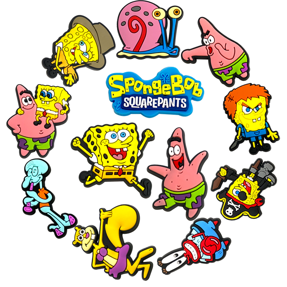 5-100 STUKS SpongeBob SquarePants Schoen Patrick Star Charm Mix Groothandel PVC cartoon Decoratie Afneembaar Waterdicht tot kerstcadeau