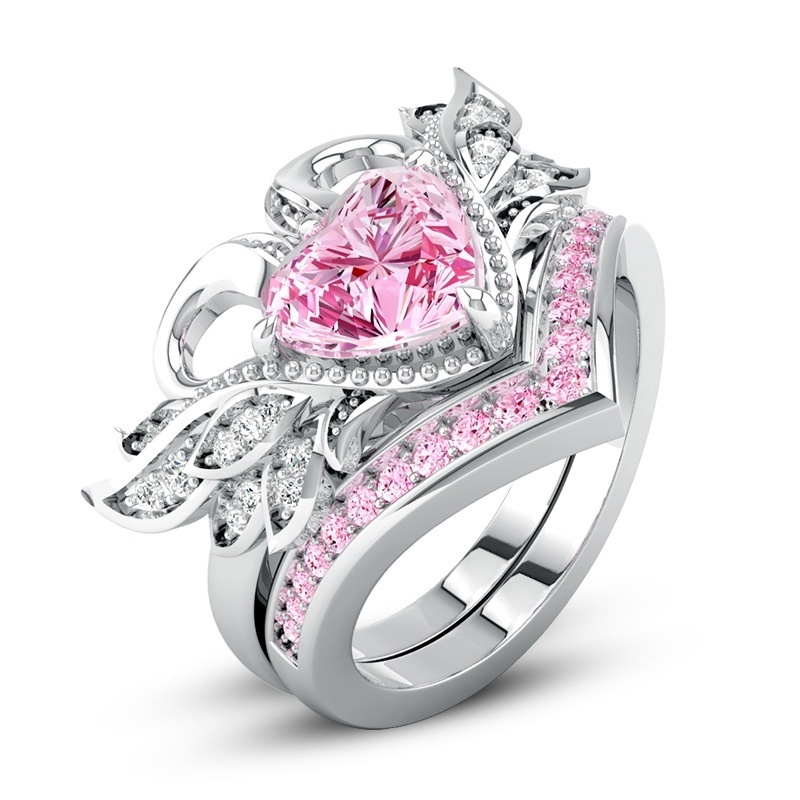 Bague de Fiançailles en Forme de Cœur pour Femme, Élégante et Magnifique, Ensemble de Bijoux, Cadeau de Mariage, ixdes Patients
