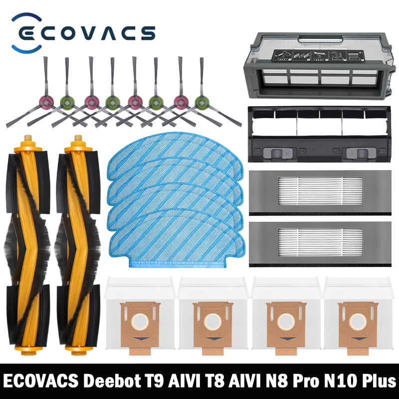 ECOVACS Deebot T8 AIVI T9 AIVI N8 Pro AIVI N9 N10 N10 Plus Accesorios Cepillo principal, cepillo lateral, filtro, bolsa para el polvo, filtro Hepa