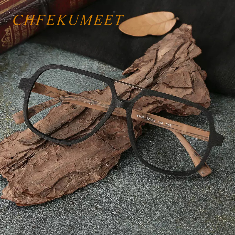 Chfekumet Bingkai Kacamata Kayu Pria Ukuran Besar Bingkai Kacamata Resep Kacamata Rabun Mengemudi Bingkai Kacamata Optik