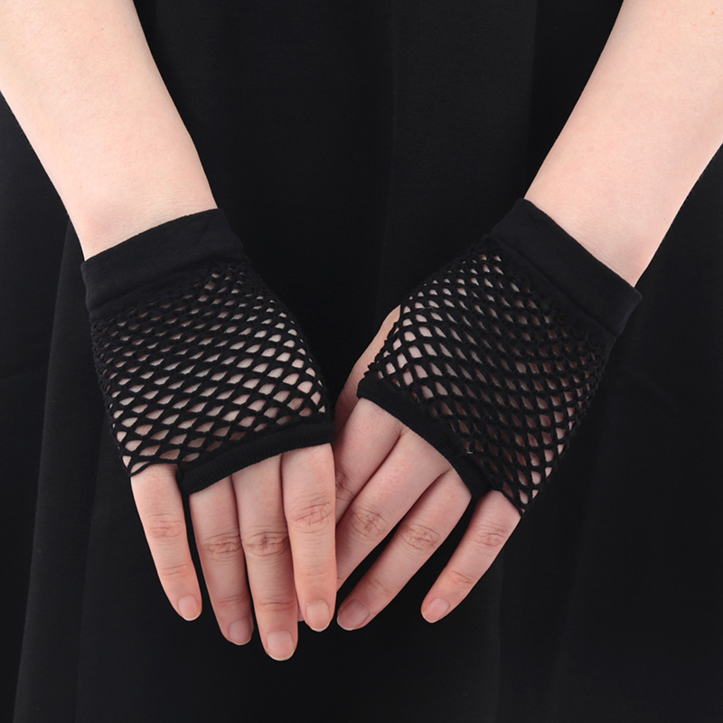 Womens 섹시 할로우 아웃 장갑 짧은 Fishnet 그물 장갑 핑거리스 메쉬 장갑 펑크 록 나이트 클럽 파티 팔 따뜻하게 장갑