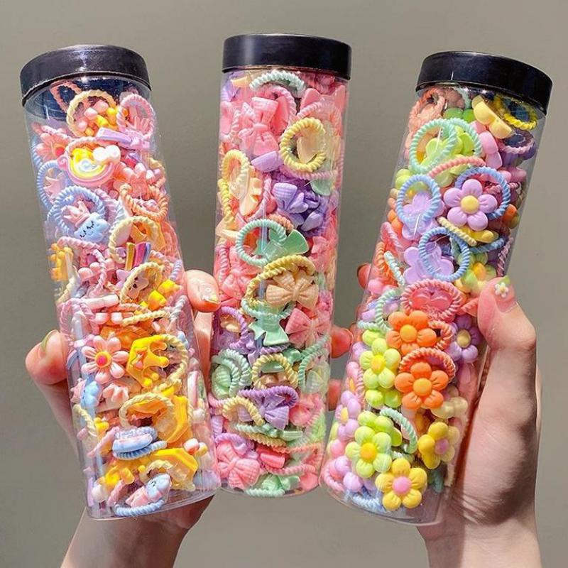80 uds/40 uds/botella bandas elásticas para el cabello niñas accesorios para el cabello de bebé Anillo para el cabello para niños cuerda para la cabeza Scrunchies sombreros 1 o 2 botellas