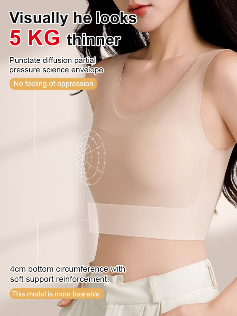 Ropa Interior para Mujeres con Pechos Grandes, Tirantes Anchos, Corsé Invisible, Ropa Interior Delgada Anti-Impactos con Almohadillas para Sujetador