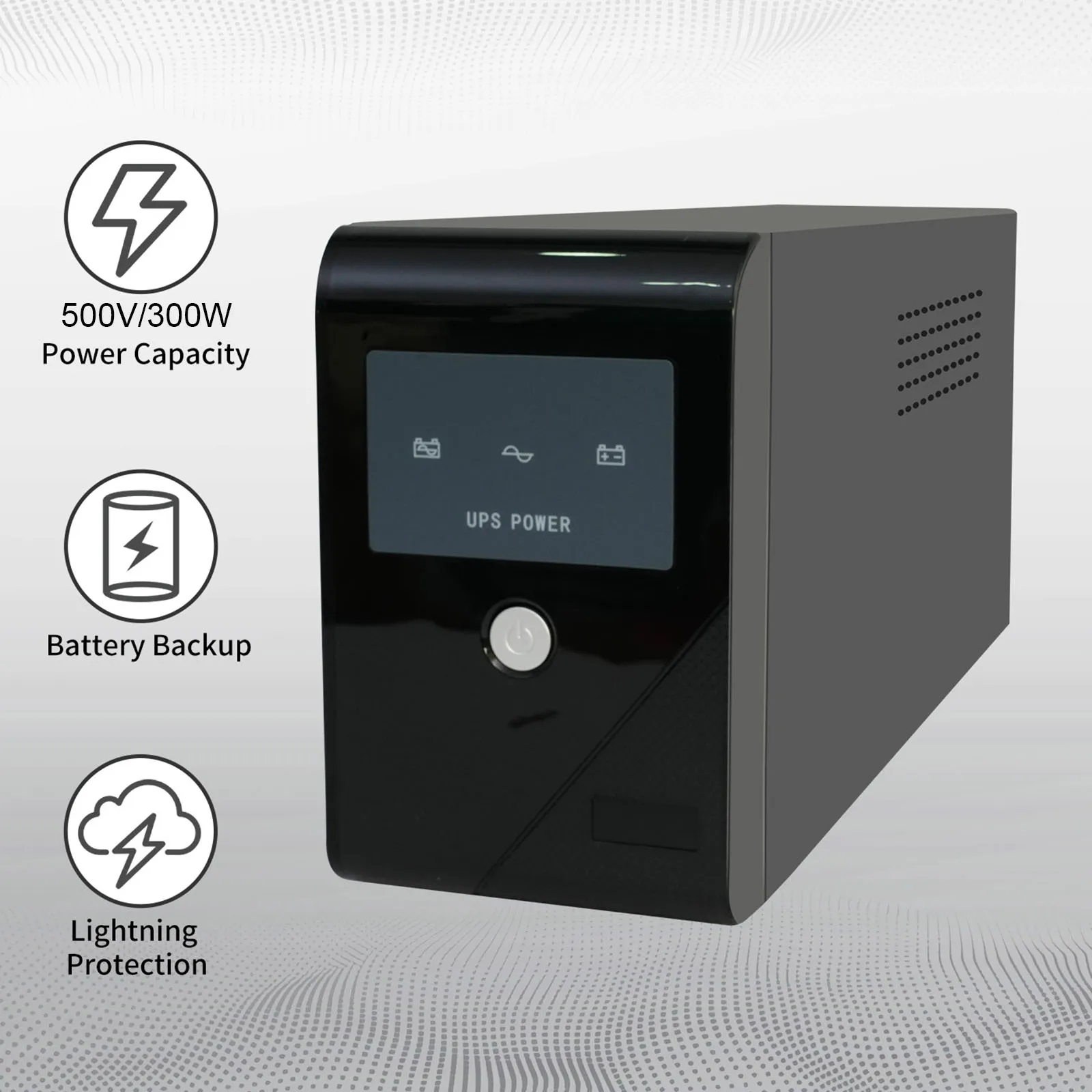 500VA 300W UPS Power Supply 120V Battery Backup Surge Protection with 3 Outlets for Home and Office Computer Anti Power Outage