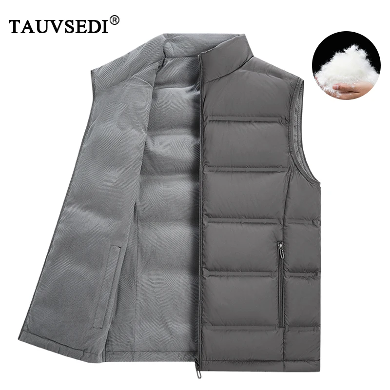 Winter Men White Duck Down Vest Men Warm Windproof Stand Collar Sleeveless Vests Male Pocket Ultralight Waterproof Waistcoat 7XL