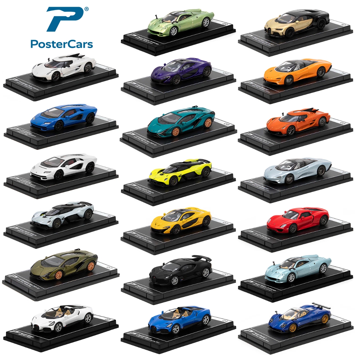 Плакаты 1/64, модель игрушечного автомобиля Lamborghini McLaren Bugatti Koenigsegg Pagani Aston Martin, литой автомобиль, миниатюрные бесплатные колеса