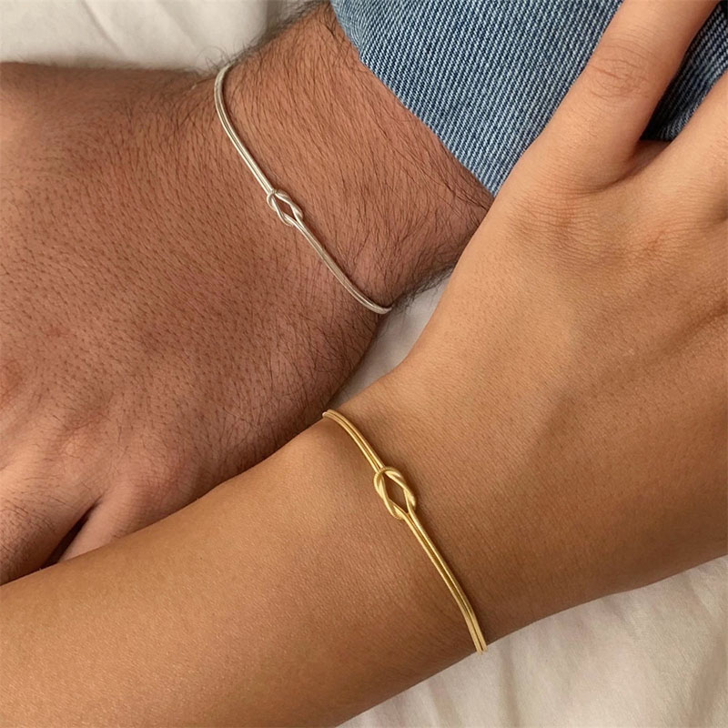 Corrente de cobra com nó de aço inoxidável, pulseira artesanal com nó dourado e prateado, joias para o dia dos namorados, presentes