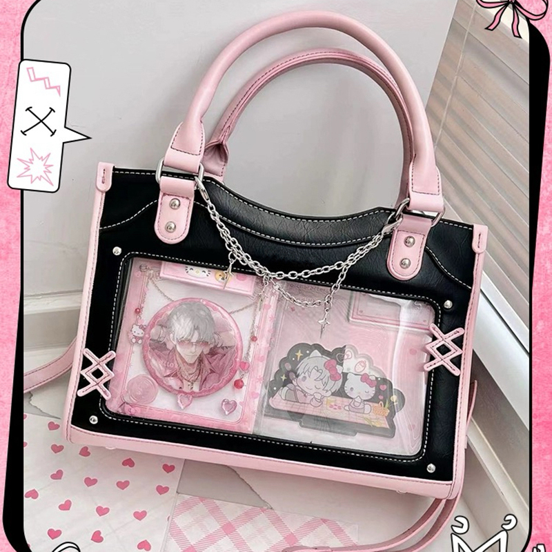 Y2K süße Ita Tasche Mädchen transparente Umhängetasche Damenmode Schulter Umhängetasche Damen DIY Display Einkaufstasche Lolita Handtasche