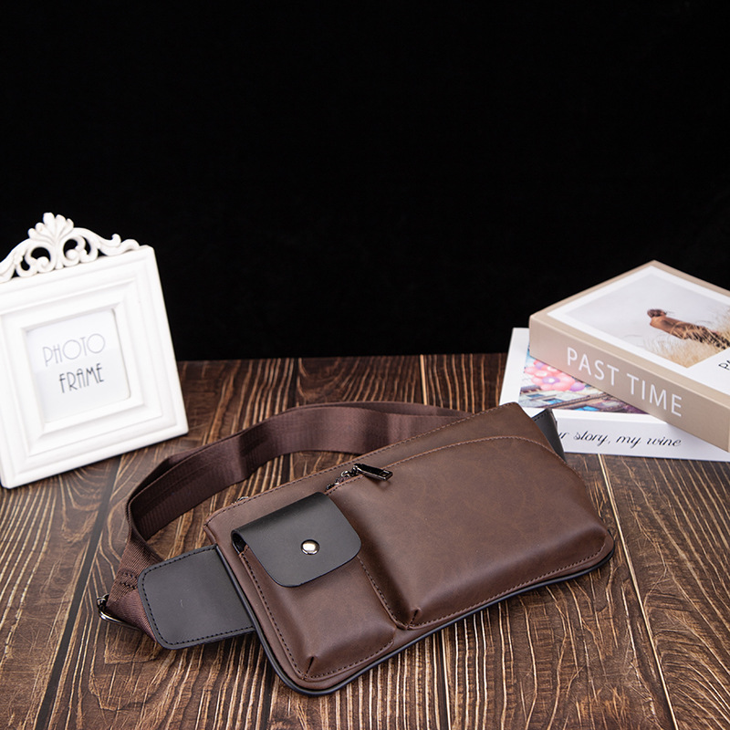 New Trend Men's Waist Bag Crazy Horse Leather Male Sling Chest Bag Outdoor Sports Phone Fanny Pack Causal Daypack bolsos de pech