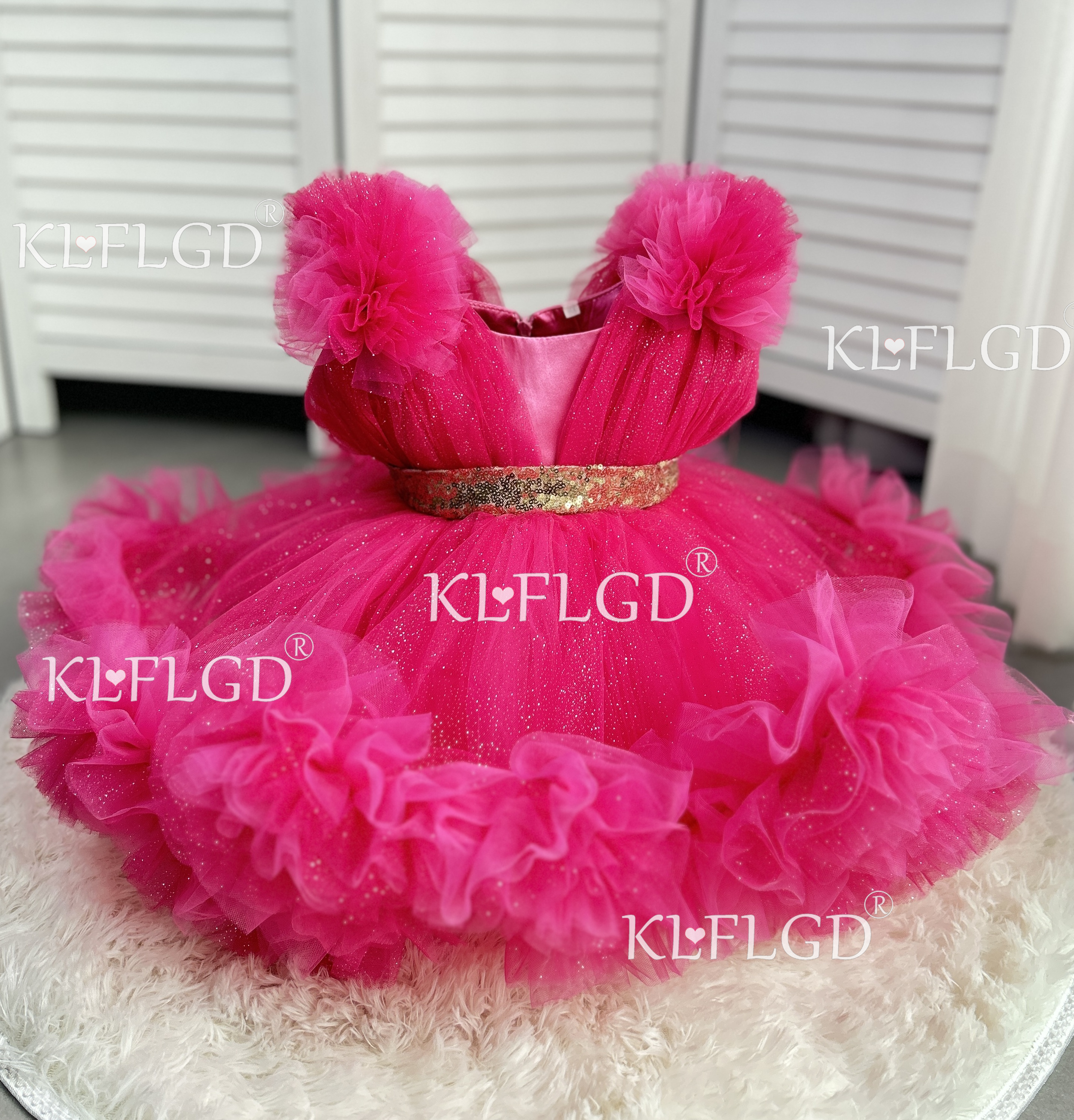 KLFGD Vestido de Fiesta Elegante para Niñas, Estilo Nuevo, Vestido de Lujo para Niñas, Vestidos de Gala para Niñas Pequeñas, Vestido de Navidad para Bebés