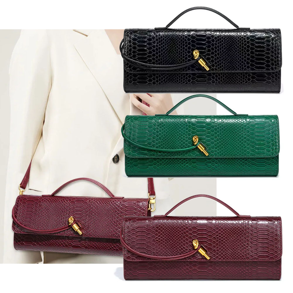 Borsa a Mano di Lusso in Pelle PU per Donne, Borsetta da Sera, Portafoglio Lungo, Borsa a Tracolla con Motivo Coccodrillo