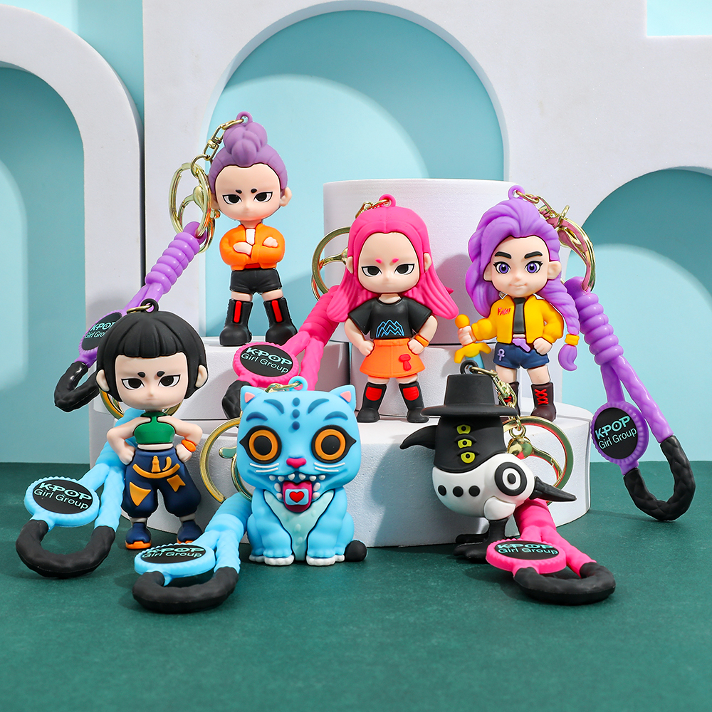 Llavero KPOP Demon Hunters, llavero con figura de PVC con personaje de tigre, lindo llavero estilo Harajuku para niños y fanáticos de Halloween