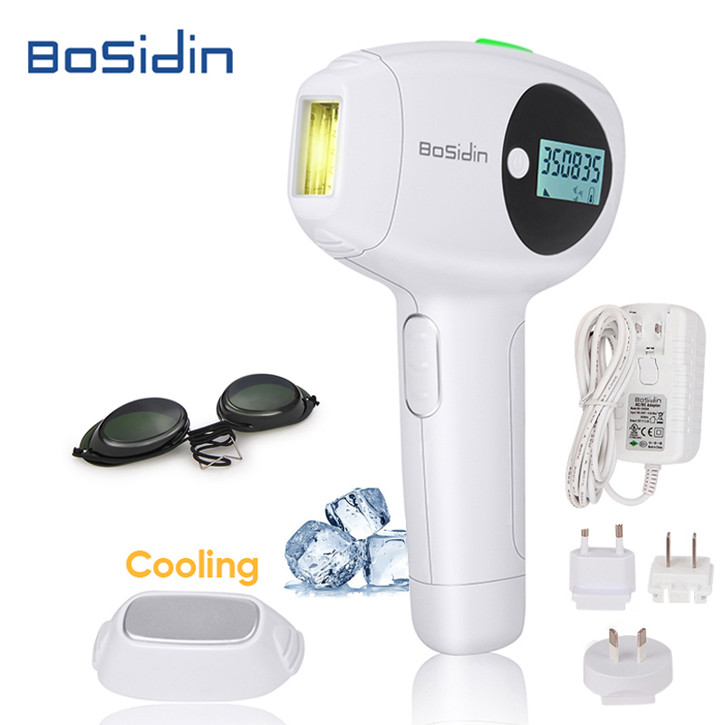 Bosidin เครื่องกำจัดขน IPL เครื่องกำจัดขนถาวรด้วยเลเซอร์เย็นสำหรับใช้ในบ้านเครื่องโกนขนไฟฟ้า