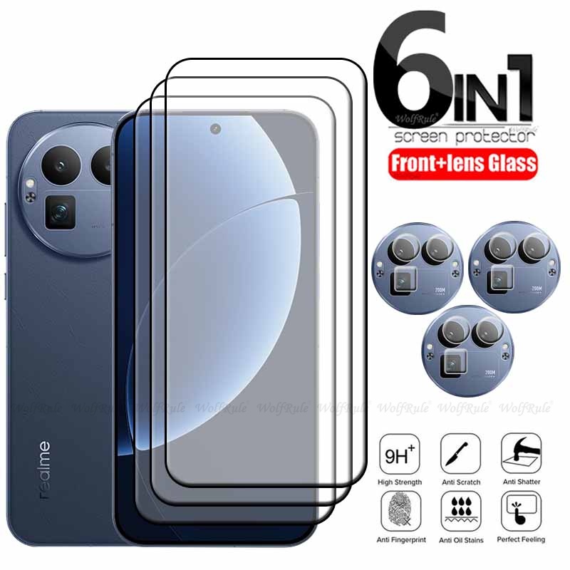 6-in-1 Voor Realme GT 8 Pro Glas OPPO Realme GT 8 Gehard Glas 9H Volledige Cover Lijm Screen Protector Realme GT 8 Pro Lens Glas