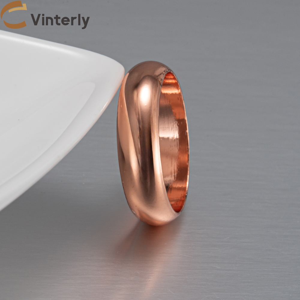 Bagues en cuivre pur Vinterly pour femmes et hommes, 6 mm de large, bijoux pour doigts, métal brillant hautement poli, bague minimaliste en cuivre