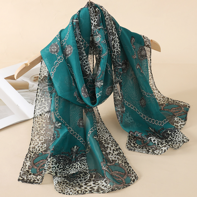 2024 nova impressão chiffon cachecol xale feminino protetor solar lenço de seda turbante longo envoltório praia viagem ao ar livre acessórios na moda bandana