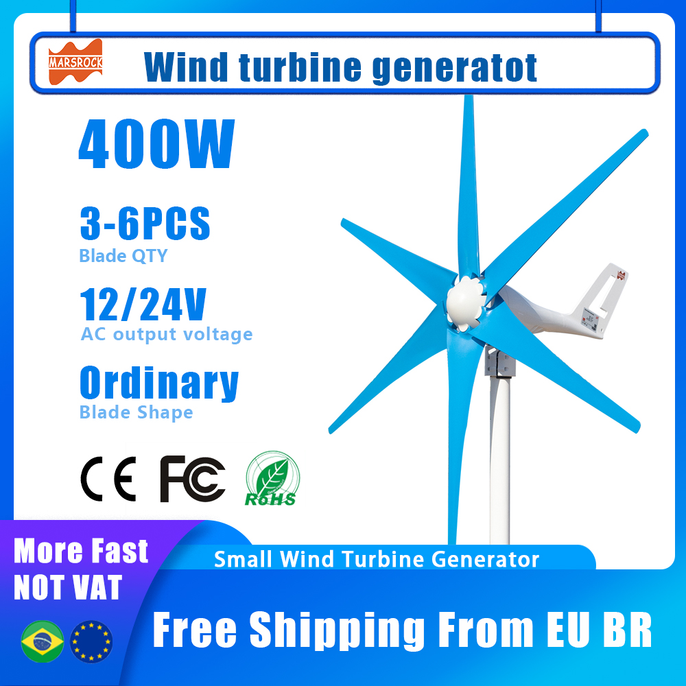 Mini éolienne domestique à faible vitesse avec contrôleur gratuit, éolienne haute efficacité, 400W, AC 12V, 24V